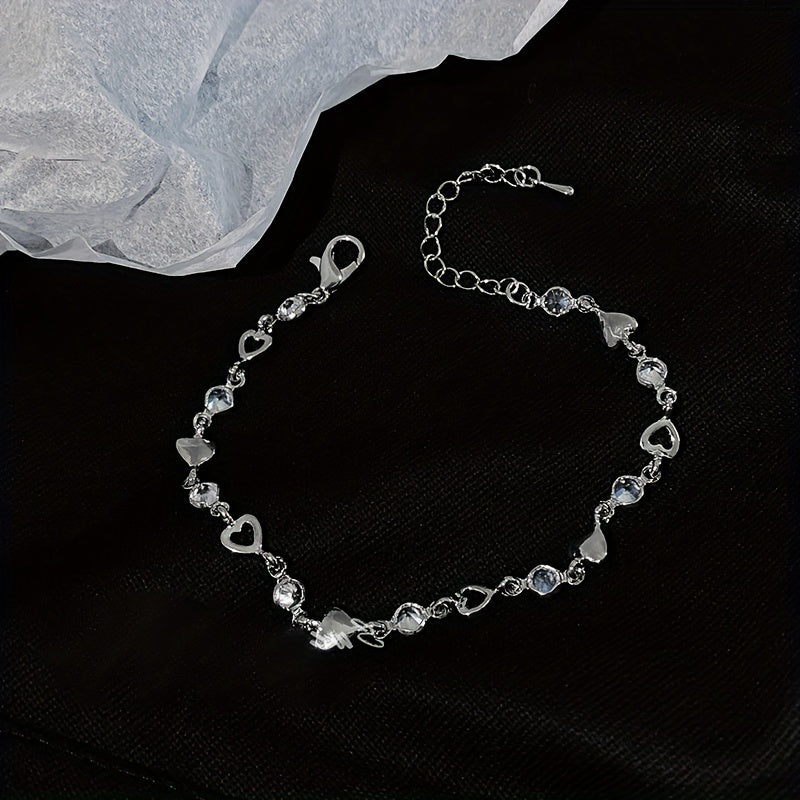 Elegant Heart Rhinestone Bracelet