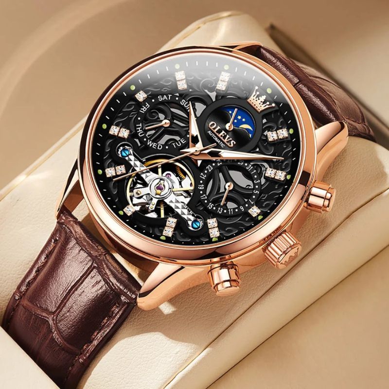 Automatic Mechanical Watch with Leather Strap™ - Olsen & Olsen