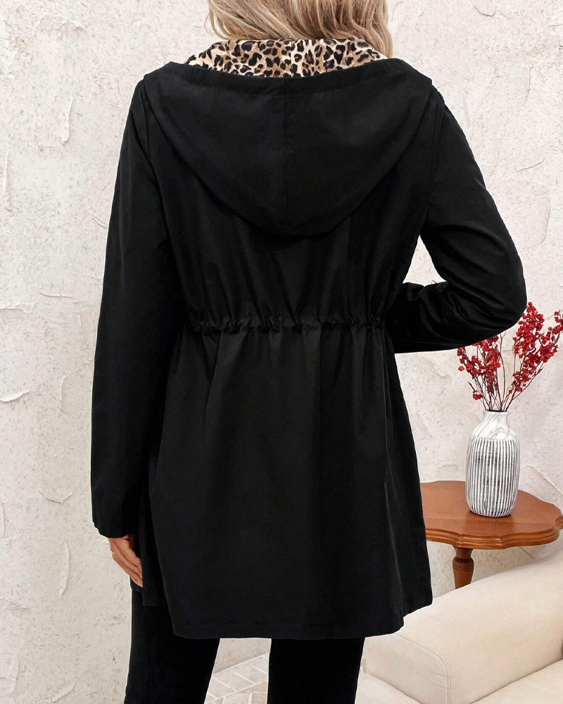 Agata | Reversible Hooded Coat with Leopard Print