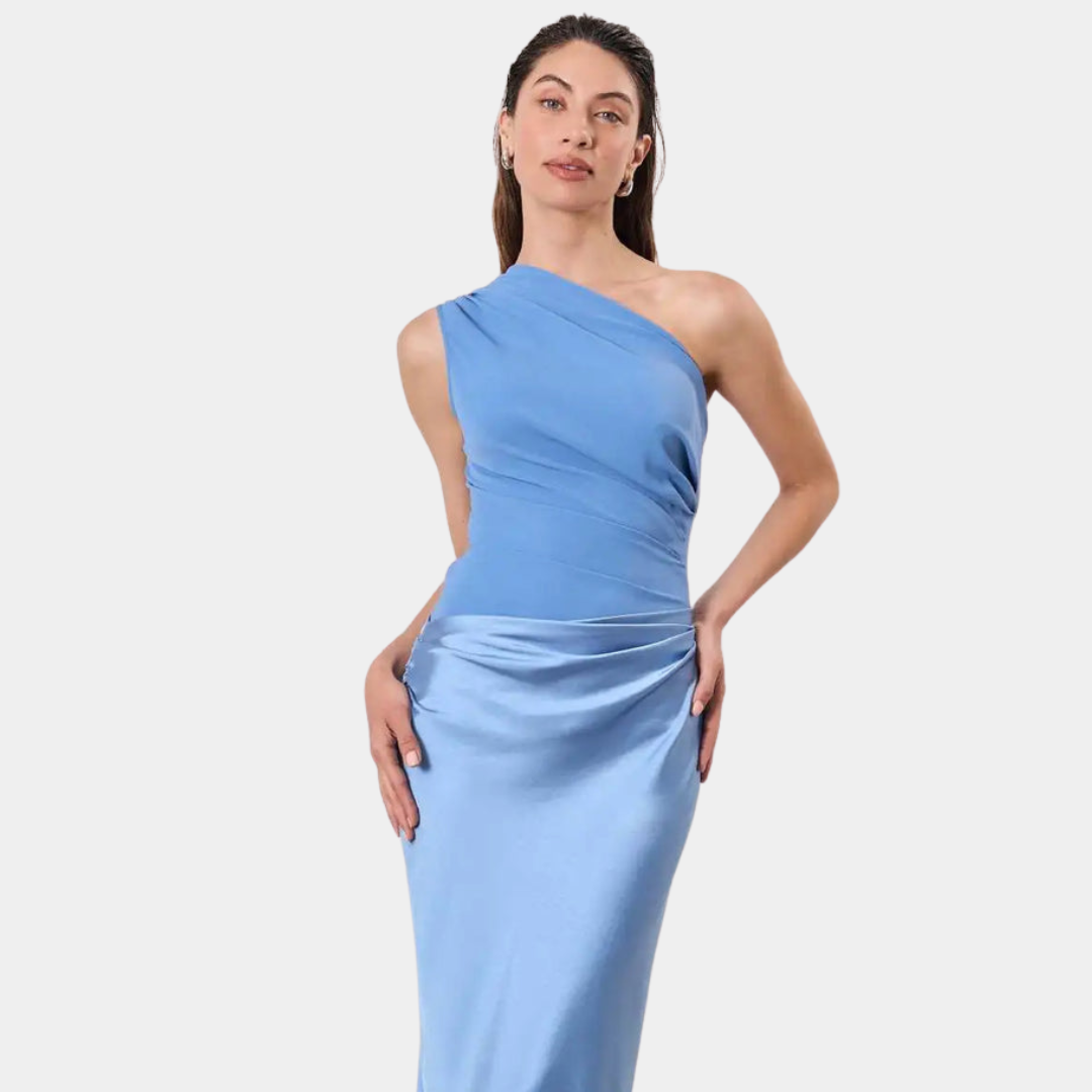 Agnieszka – Satin Maxi Dress with One Shoulder