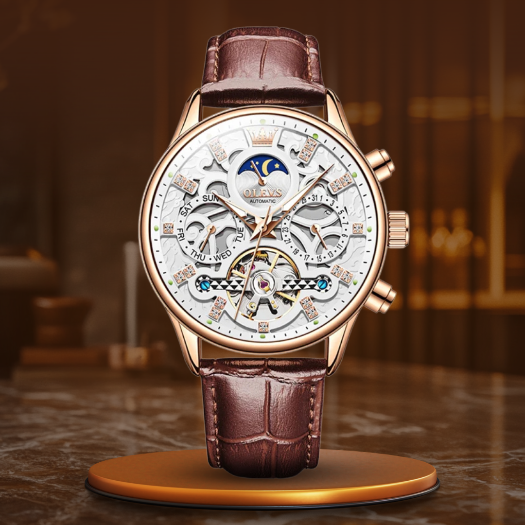 Automatic Mechanical Watch with Leather Strap™ - Olsen & Olsen