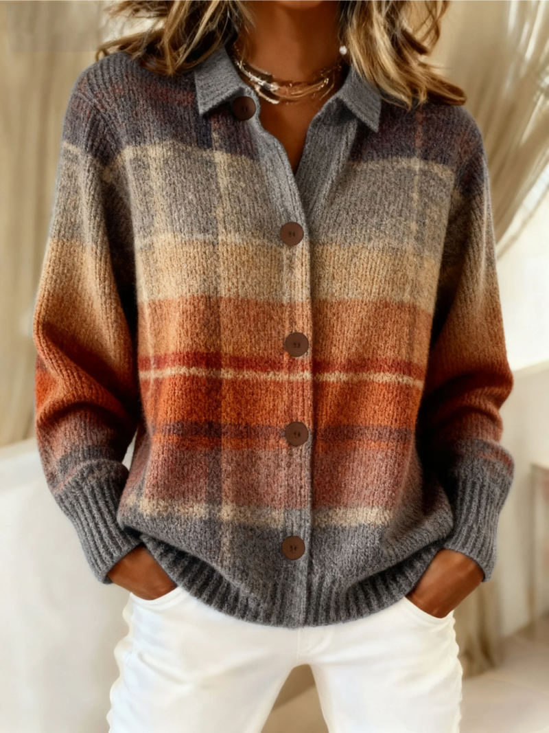 Beatrix | Autumn Ombre Plaid Cardigan