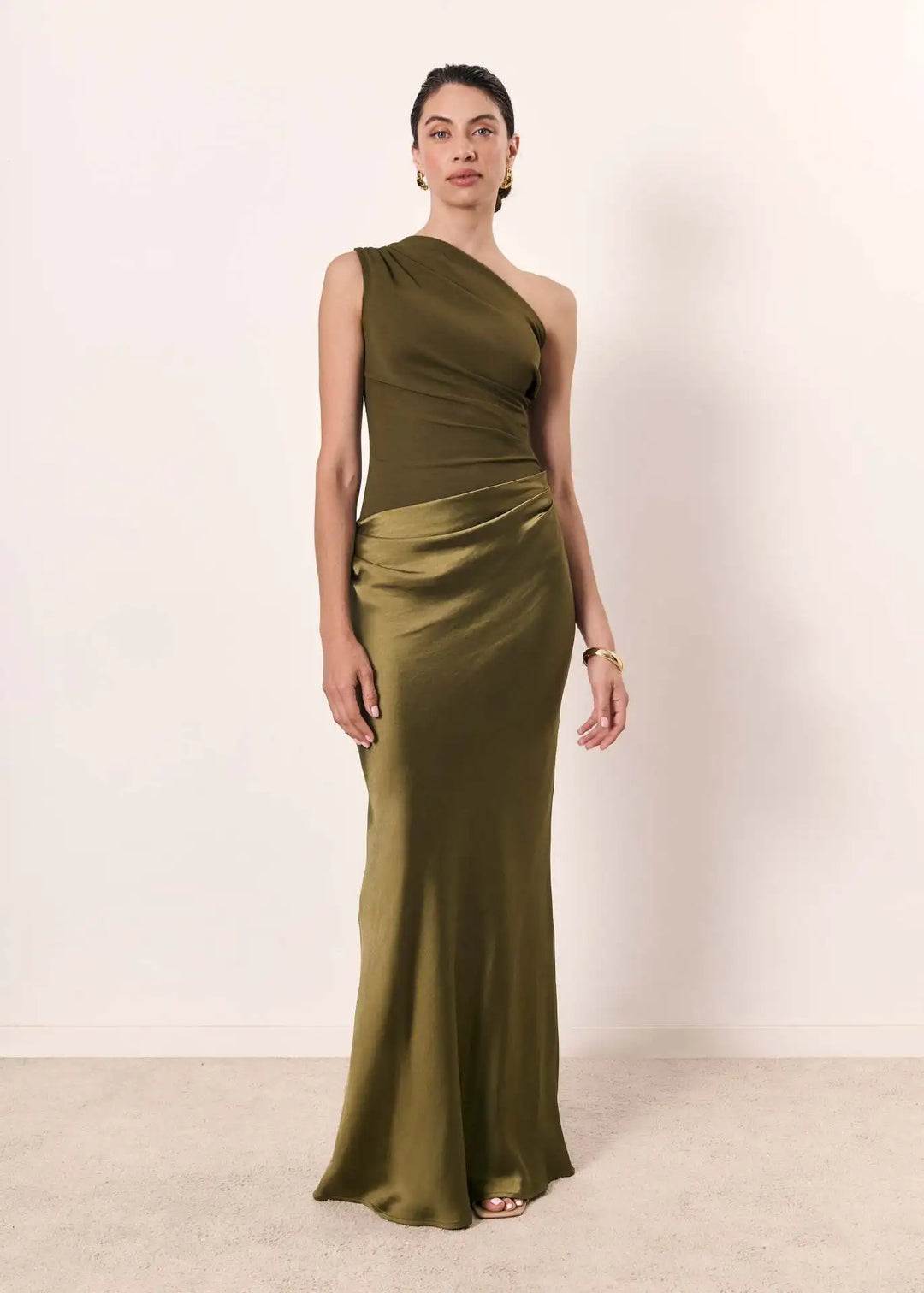 Agnieszka – Satin Maxi Dress with One Shoulder