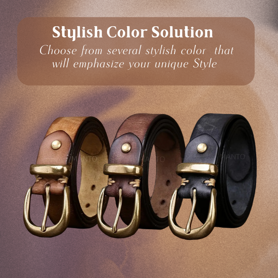 Luca | Retro Belt with Gold Buckle