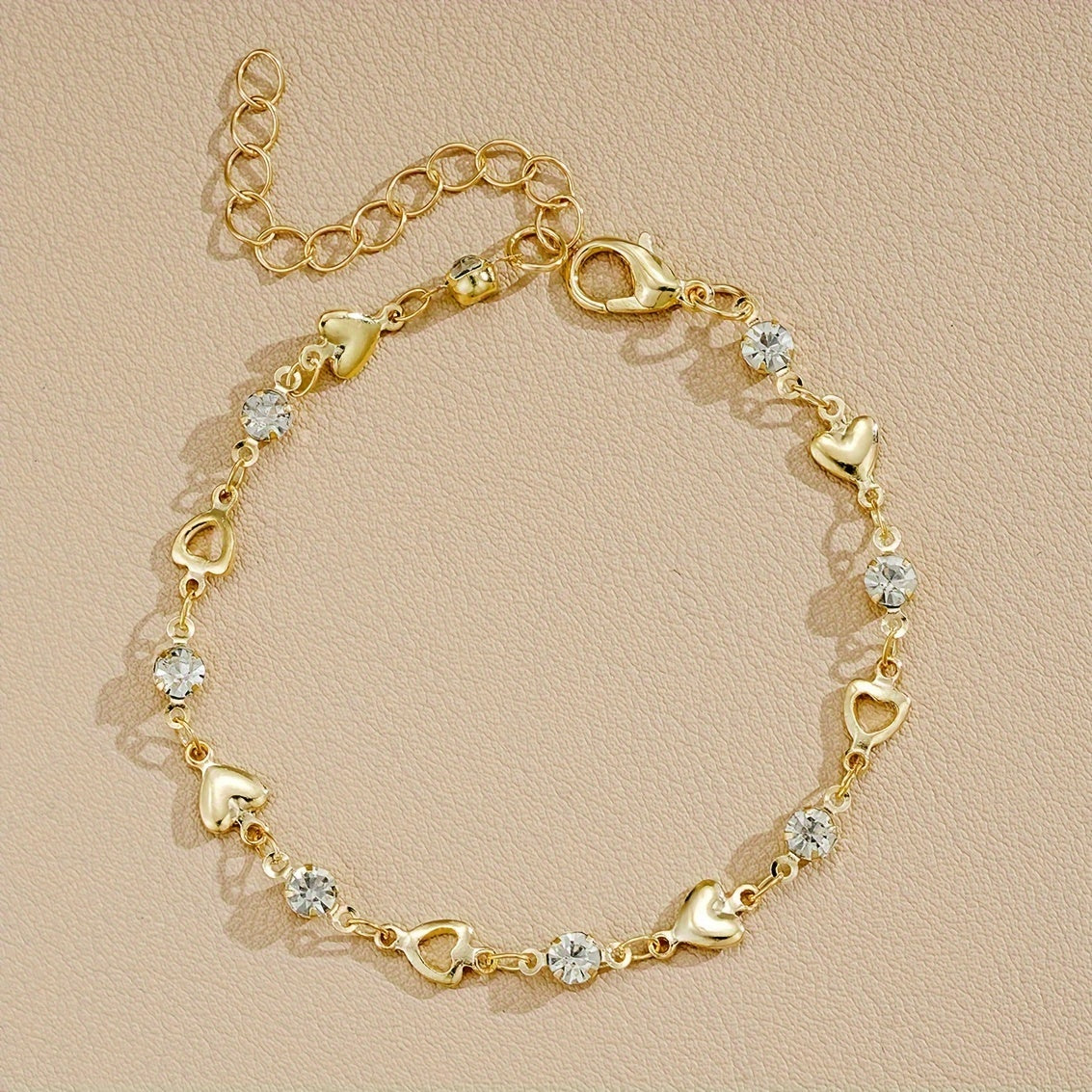 Elegant Heart Rhinestone Bracelet
