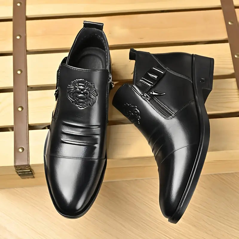 Black Leather Ankle Boots Alex with Side Zip for a Bold and Sophisticated Look