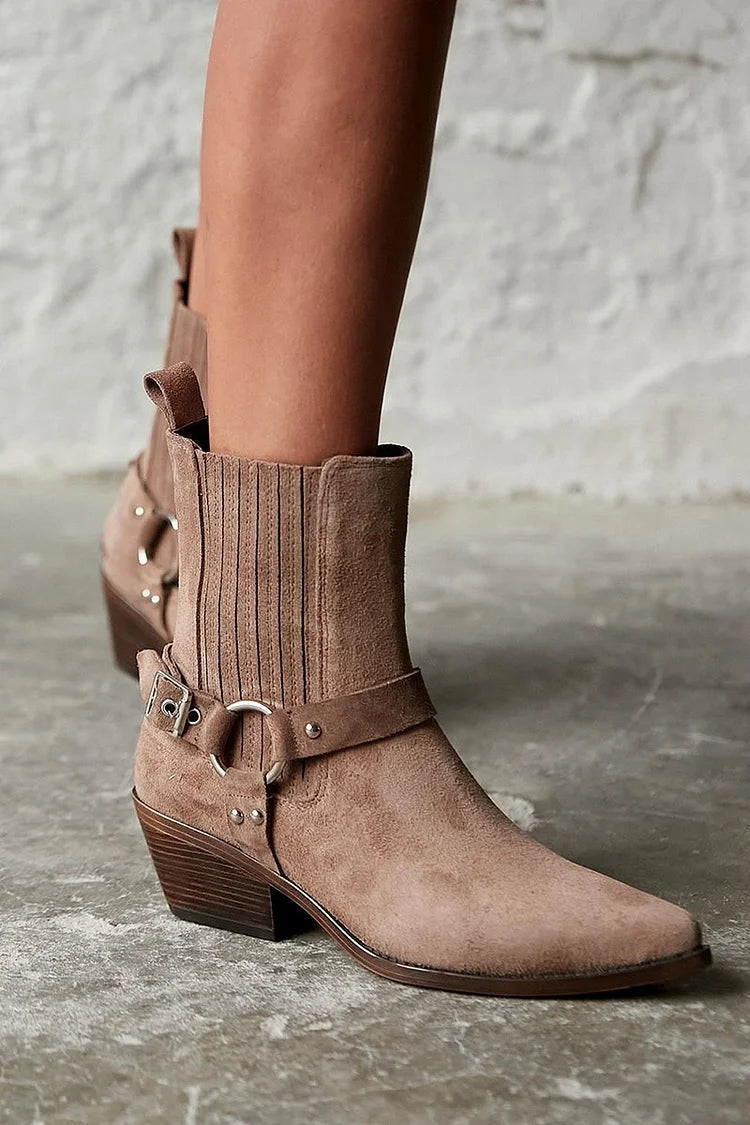 Anaïs™ | Western Ankle Boots in Suede