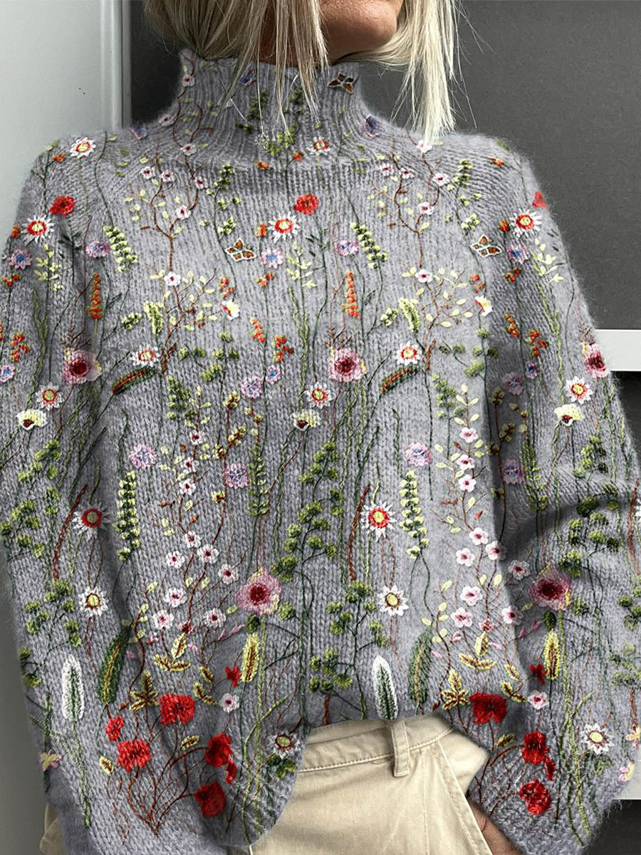Cedar | Vintage floral art turtleneck jumper