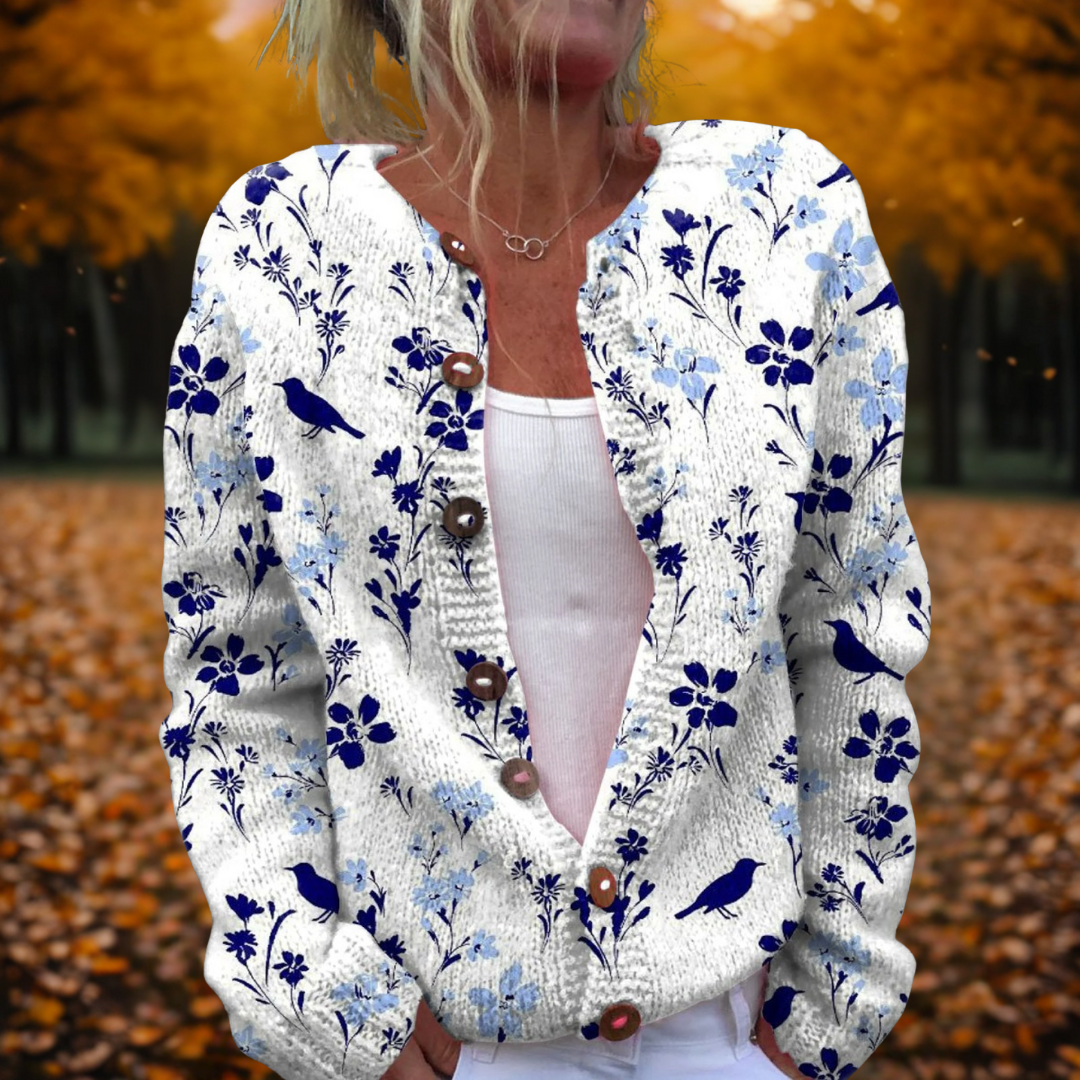 Maylee | Women's Classic Look Flowers Cardigan