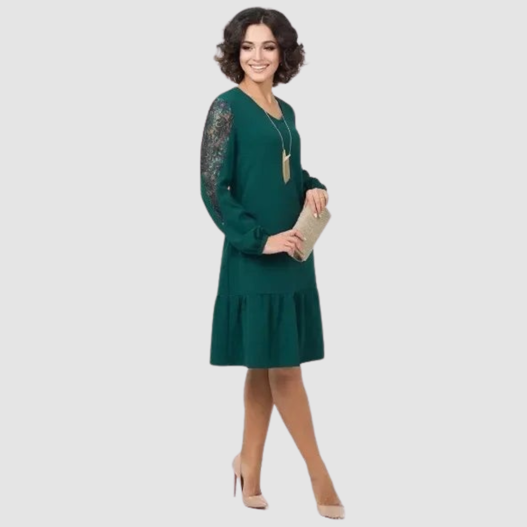 Celina – Midi Dress with Lace Sleeves