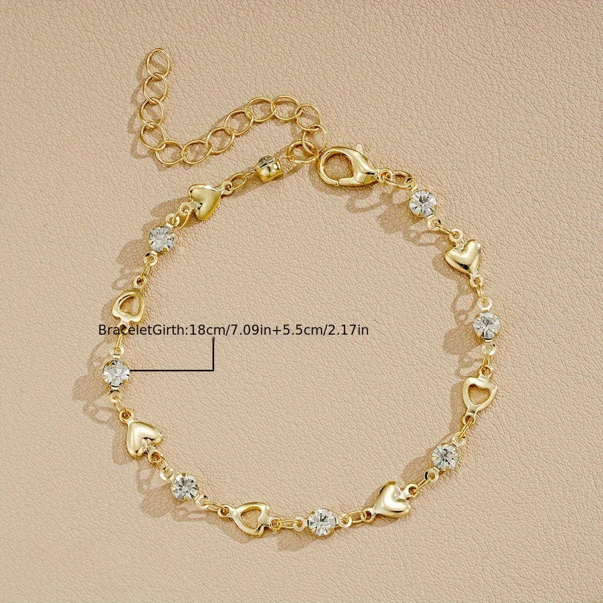 Elegant Heart Rhinestone Bracelet