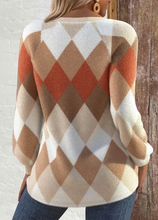 Ellise | Checkered Knit with Button Detail