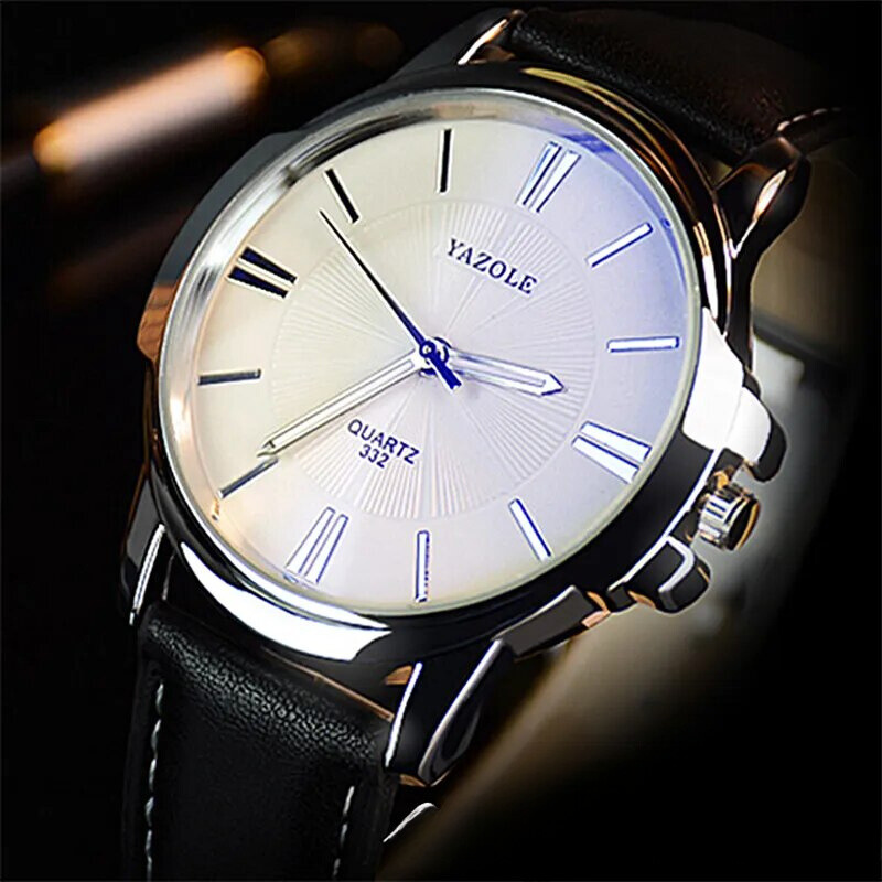 Luxury Blue Glass Leather Watch™ - Olsen & Olsen