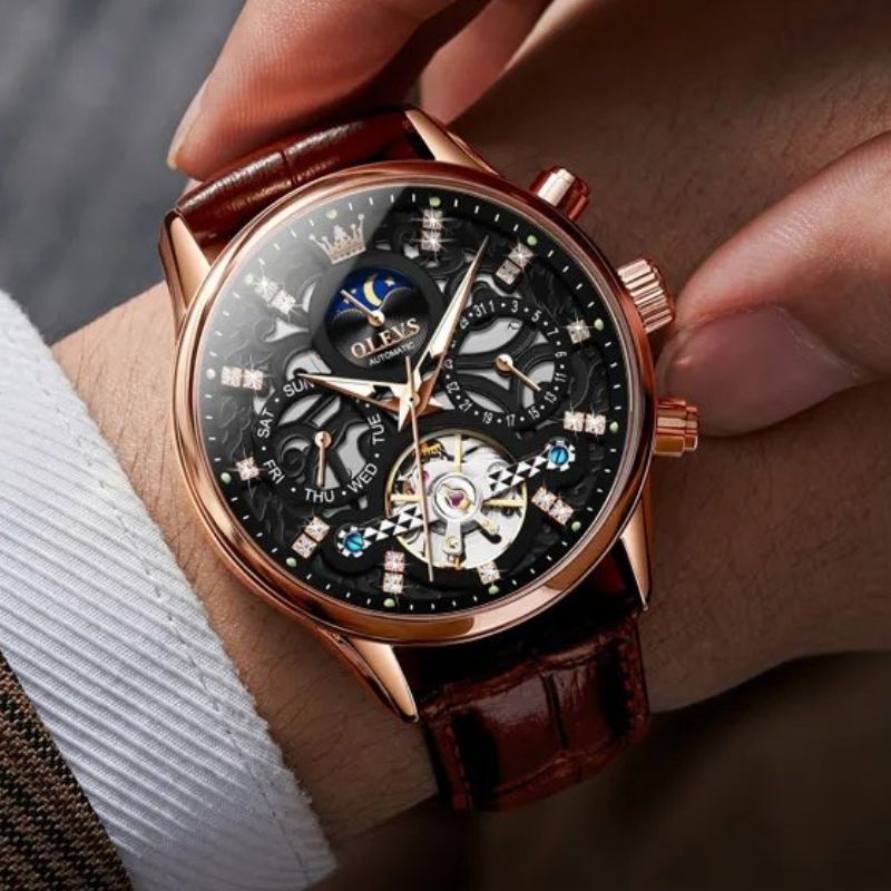 Automatic Mechanical Watch with Leather Strap™ - Olsen & Olsen