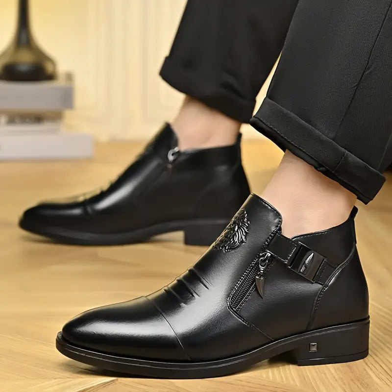 Black Leather Ankle Boots Alex with Side Zip for a Bold and Sophisticated Look