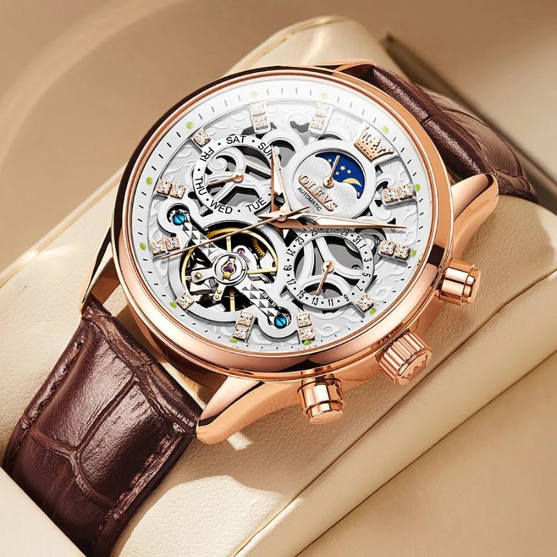 Automatic Mechanical Watch with Leather Strap™ - Olsen & Olsen