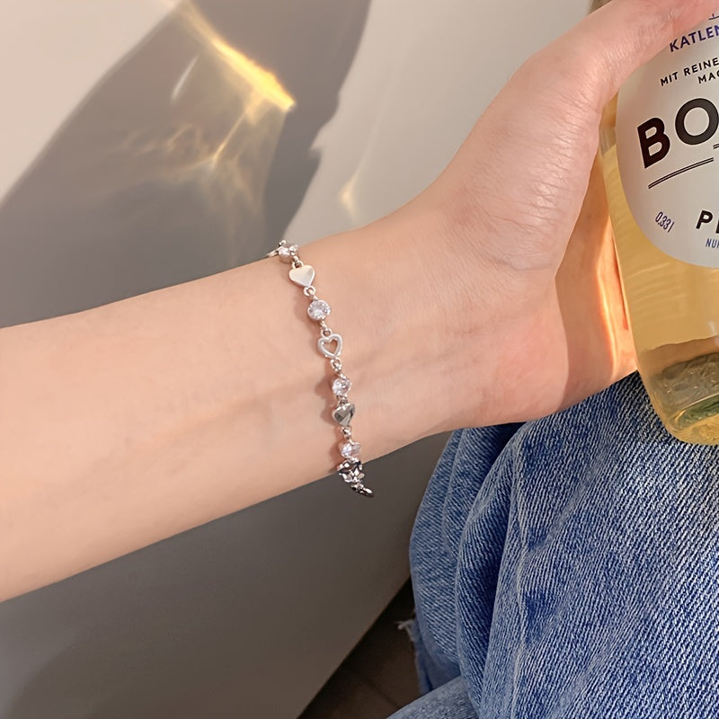 Elegant Heart Rhinestone Bracelet