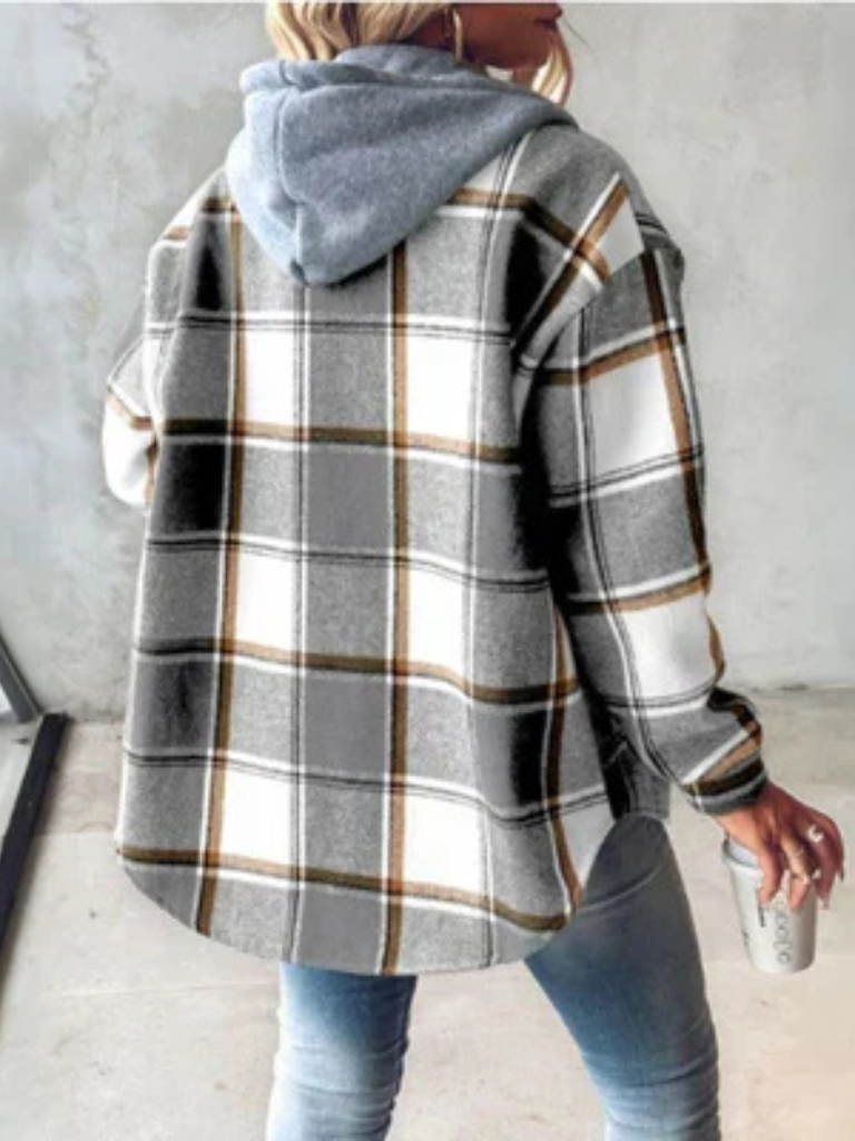 Women's Plaid Hooded Shacket