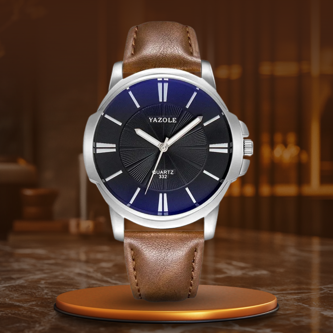 Luxury Blue Glass Leather Watch™ - Olsen & Olsen