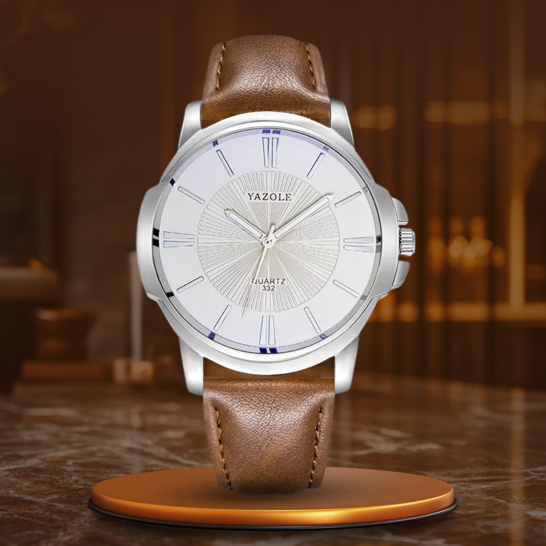 Luxury Blue Glass Leather Watch™ - Olsen & Olsen