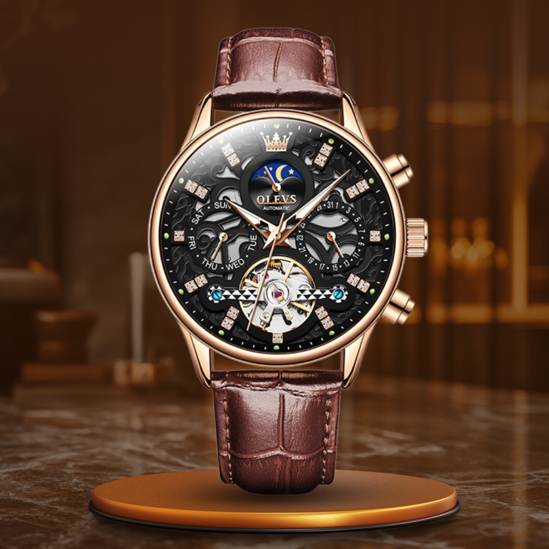 Automatic Mechanical Watch with Leather Strap™ - Olsen & Olsen