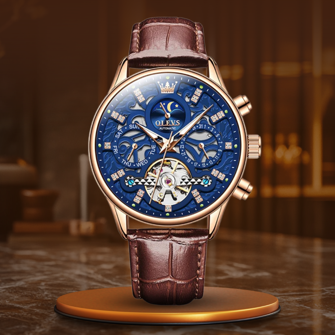 Automatic Mechanical Watch with Leather Strap™ - Olsen & Olsen