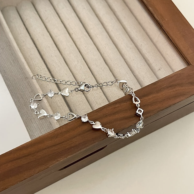 Elegant Heart Rhinestone Bracelet
