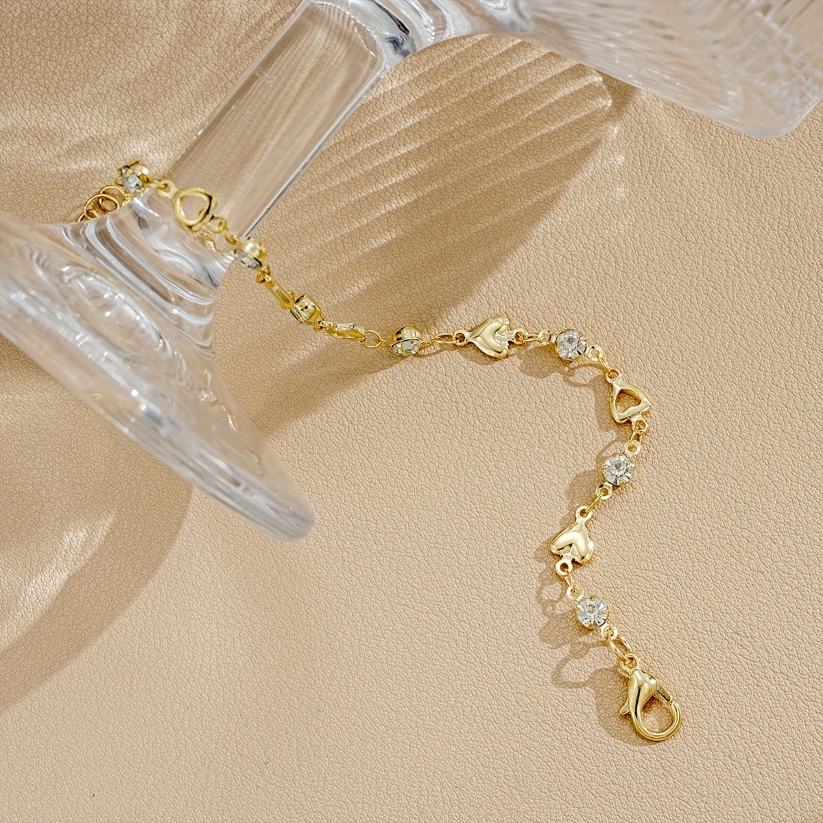 Elegant Heart Rhinestone Bracelet