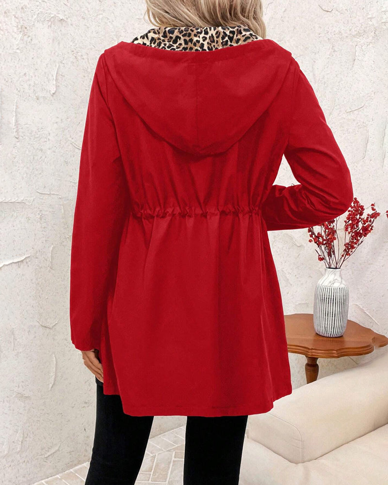 Agata | Reversible Hooded Coat with Leopard Print