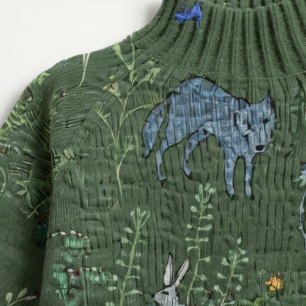 Cedar | Cozy Knitted Sweater with Forest-Inspired Print